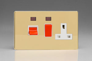 Varilight XDV45PNWS - 45A Cooker Panel + Neon with 13A Double Pole Switched Socket Outlet (Red Rocker)