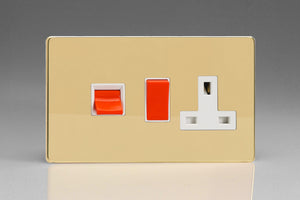 Varilight XDV45PWS - 45A Cooker Panel with 13A Double Pole Switched Socket Outlet (Red Rocker)