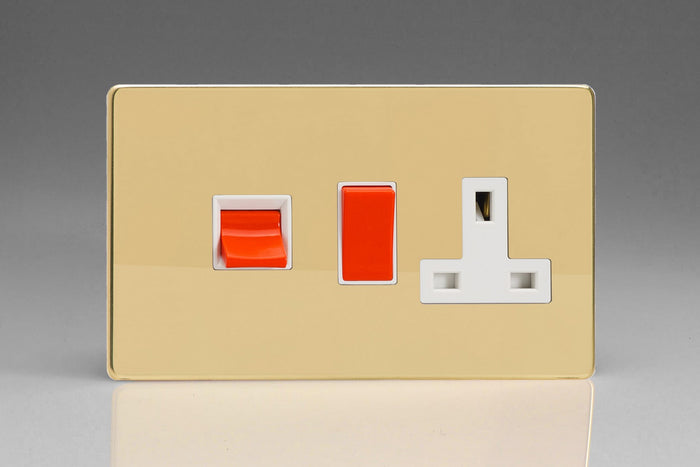 Varilight XDV45PWS - 45A Cooker Panel with 13A Double Pole Switched Socket Outlet (Red Rocker)