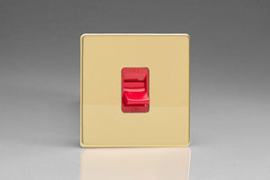 Varilight XDV45SS - 45A Cooker Switch (Single Plate, Red Rocker)