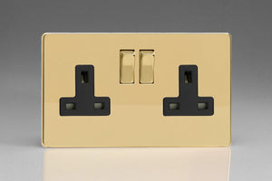 Varilight XDV5BS - 2-Gang 13A Double Pole Switched Socket with Metal Rockers