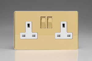 Varilight XDV5WS - 2-Gang 13A Double Pole Switched Socket with Metal Rockers