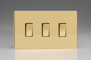Varilight XDV93S - 3-Gang 10A 1- or 2-Way Rocker Switch (Twin Plate)