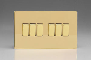 Varilight XDV96S - 6-Gang 10A 1- or 2-Way Rocker Switch (Twin Plate)