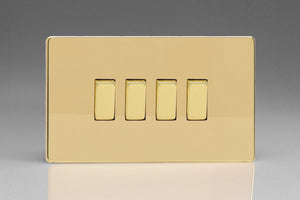 Varilight XDV9S - 4-Gang 10A 1- or 2-Way Rocker Switch (Twin Plate)