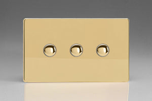 Varilight XDVM3S - 3-Gang 6A 1-Way Push-to-Make Momentary Switch (Twin Plate)