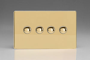 Varilight XDVP4S - 4-Gang 6A 1- or 2-Way Push-On/Off Impulse Switch (Twin Plate)