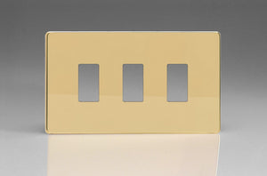 Varilight XDVPGY3S - 3-Gang Screwless PowerGrid Plate including Yoke (Twin Plate)