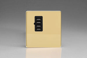 Varilight XDVU4BS - 4 Gang 5V DC 4800mA USB Charging Port (Single Plate)