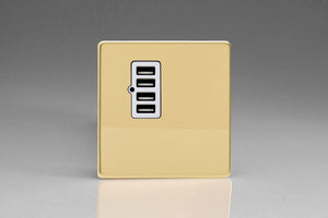 Varilight XDVU4WS - 4 Gang 5V DC 4800mA USB Charging Port (Single Plate)