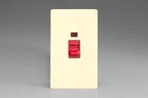 Varilight XDW45NS - 45A Cooker Switch + Neon (Vertical Twin Plate, Red Rocker)