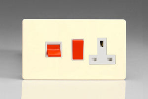 Varilight XDW45PWS - 45A Cooker Panel with 13A Double Pole Switched Socket Outlet (Red Rocker)