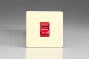 Varilight XDW45SS - 45A Cooker Switch (Single Plate, Red Rocker)