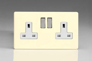 Varilight XDW5WS - 2-Gang 13A Double Pole Switched Socket with Metal Rockers