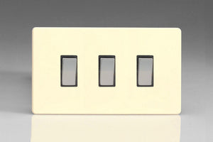 Varilight XDW93S - 3-Gang 10A 1- or 2-Way Rocker Switch (Twin Plate)