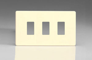 Varilight XDWPGY3S - 3-Gang Screwless PowerGrid Plate including Yoke (Twin Plate)