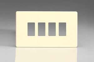 Varilight XDWPGY4S - 4-Gang Screwless PowerGrid Plate including Yoke (Twin Plate)