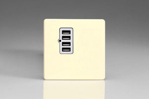Varilight XDWU4WS - 4 Gang 5V DC 4800mA USB Charging Port (Single Plate)