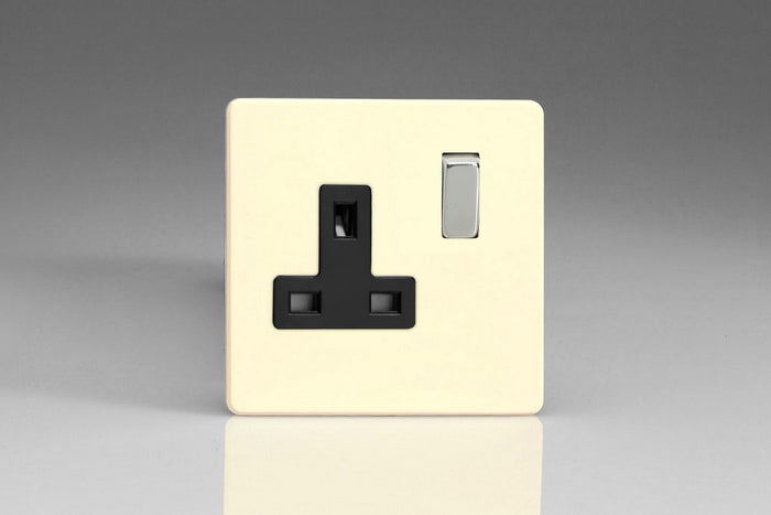 Varilight XDY4BS.PD - 1-Gang 13A Double Pole Switched Socket with Metal Rockers