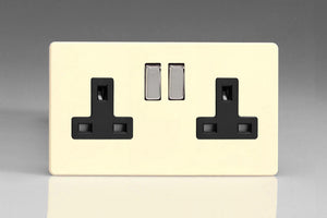 Varilight XDY5BS.PD - 2-Gang 13A Double Pole Switched Socket with Metal Rockers