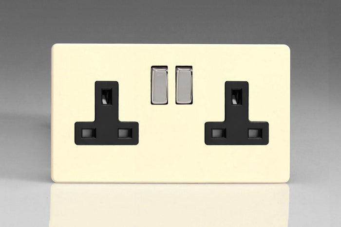 Varilight XDY5BS.PD - 2-Gang 13A Double Pole Switched Socket with Metal Rockers