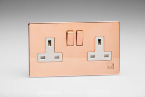 Varilight XDY5WS.AC - 2-Gang 13A Double Pole Switched Socket with Metal Rockers