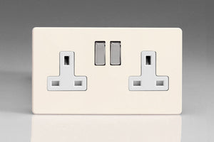 Varilight XDY5WS.PD - 2-Gang 13A Double Pole Switched Socket with Metal Rockers