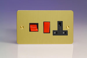 Varilight XFB45PB - 45A Cooker Panel with 13A Double Pole Switched Socket Outlet (Red Rocker)