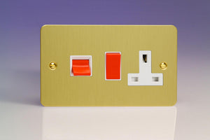 Varilight XFB45PW - 45A Cooker Panel with 13A Double Pole Switched Socket Outlet (Red Rocker)