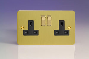 Varilight XFB5DB - 2-Gang 13A Double Pole Switched Socket with Metal Rockers