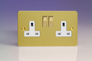 Varilight XFB5DW - 2-Gang 13A Double Pole Switched Socket with Metal Rockers