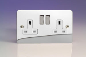Varilight XFC5DW - 2-Gang 13A Double Pole Switched Socket with Metal Rockers