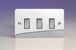 Varilight XFC93D - 3-Gang 10A 1- or 2-Way Rocker Switch (Twin Plate)