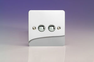 Varilight XFCP2 - 2-Gang 6A 1- or 2-Way Push-On/Off Impulse Switch