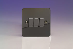 Varilight XFI3D - 3-Gang 10A 1- or 2-Way Rocker Switch
