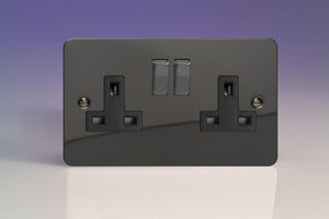Varilight XFI5DB - 2-Gang 13A Double Pole Switched Socket with Metal Rockers