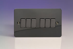 Varilight XFI96D - 6-Gang 10A 1- or 2-Way Rocker Switch (Twin Plate)