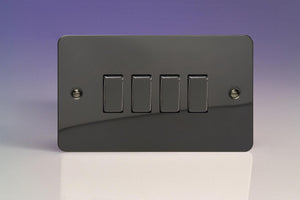 Varilight XFI9D - 4-Gang 10A 1- or 2-Way Rocker Switch (Twin Plate)