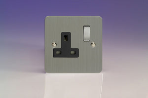Varilight XFS4DB - 1-Gang 13A Double Pole Switched Socket with Metal Rockers
