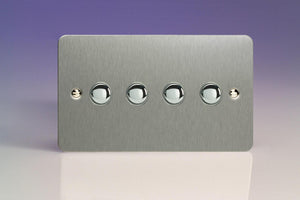 Varilight XFSP4 - 4-Gang 6A 1- or 2-Way Push-On/Off Impulse Switch (Twin Plate)