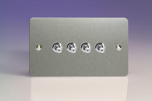 Varilight XFST9 - 4-Gang 10A 1- or 2-Way Toggle Switch (Twin Plate)