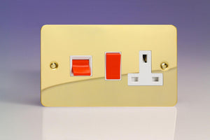 Varilight XFV45PW - 45A Cooker Panel with 13A Double Pole Switched Socket Outlet (Red Rocker)