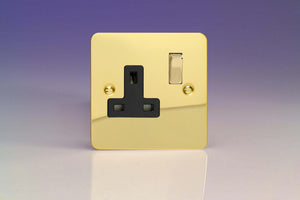 Varilight XFV4DB - 1-Gang 13A Double Pole Switched Socket with Metal Rockers