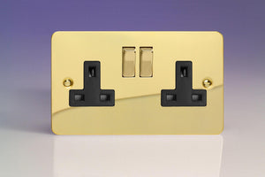 Varilight XFV5DB - 2-Gang 13A Double Pole Switched Socket with Metal Rockers