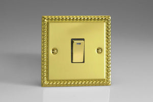 Varilight XG20ND - 1-Gang 20A Double Pole Rocker Switch + Neon Indicator Light with Metal Rockers