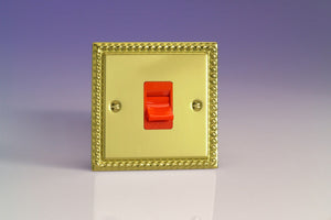 Varilight XG45S - 45A Cooker Switch (Single Plate, Red Rocker)