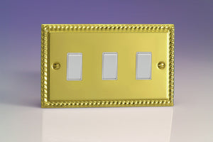 Varilight XG93W - 3-Gang 10A 1- or 2-Way Rocker Switch (Twin Plate)