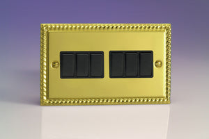 Varilight XG96B - 6-Gang 10A 1- or 2-Way Rocker Switch (Twin Plate)