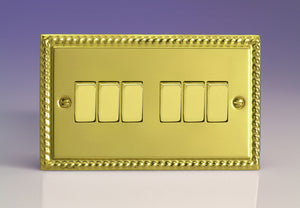 Varilight XG96D - 6-Gang 10A 1- or 2-Way Rocker Switch (Twin Plate) with Metal Rockers