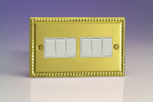 Varilight XG96W - 6-Gang 10A 1- or 2-Way Rocker Switch (Twin Plate)